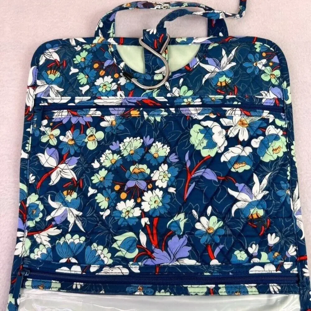 Vera Bradley Grand Hanging Organizer Floral Bursts Makeup Bag Blue